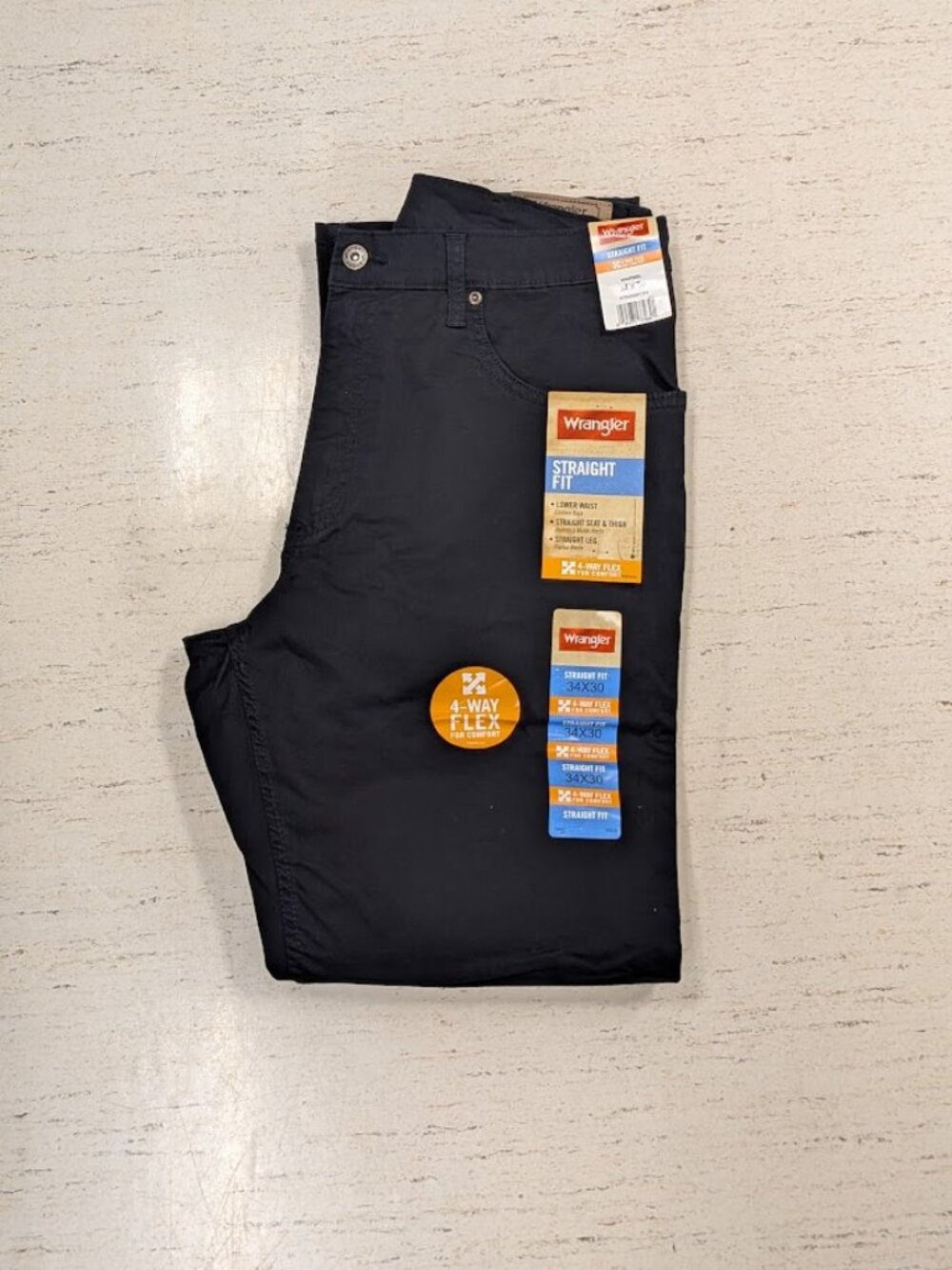 Wrangler Straight Fit Flex Pant 34x30 Black